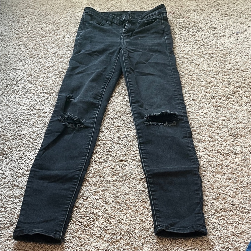 American Eagle Outfitters Ripped Black Skinny Jeans